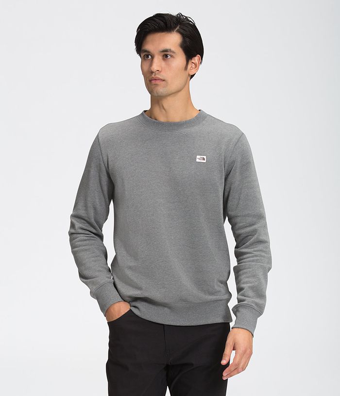 The North Face Sweatshirt Heritage Patch Crew Grey - Mens - Thailand XSARJ-9307